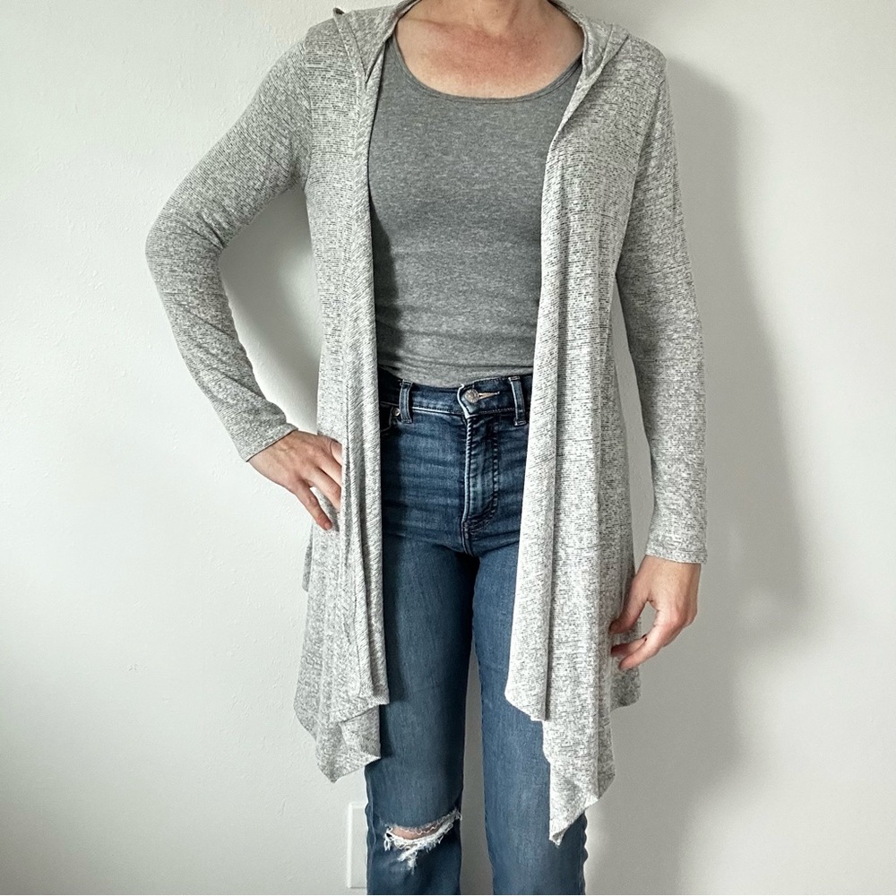 Caution To The Wind Light Gray Hooded Cardigan